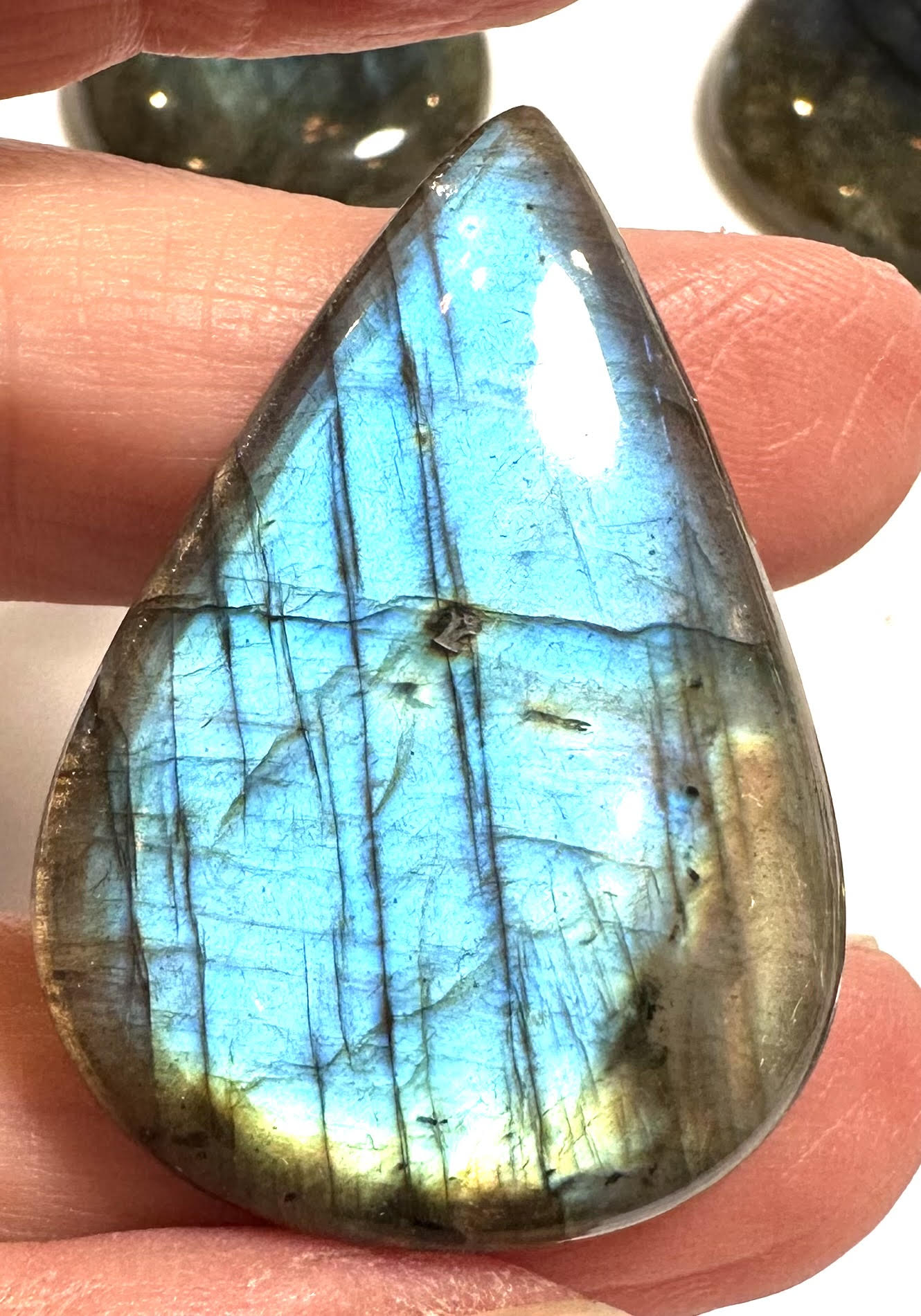 Blue Flash Labradorite Teardrop Cabochons|SP7359  (A–H)