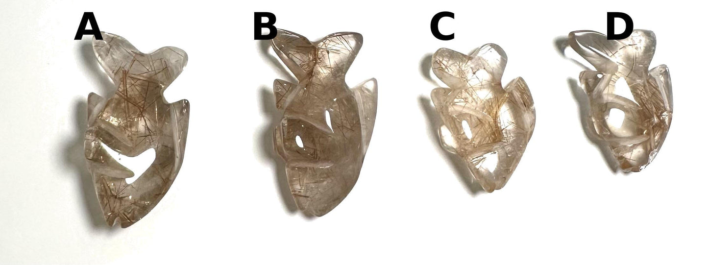 Golden Rutile Quartz Crystal Fish  Pocket Buddies NC7734