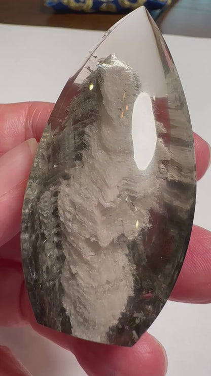 Collector Grade Brazilian Lodolite Quartz Flame with Black Tourmaline Landscape and Foil Flash & Rainbow #NC7947
