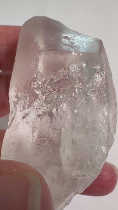 Lightning Strike Quartz Crystal with Frosted Lemurian Faces 3" #NC7909