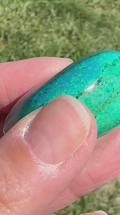 Chrysocolla Pocket Stone from Peru with Blue and Green Malachite and Azurite Patterns #NC7970