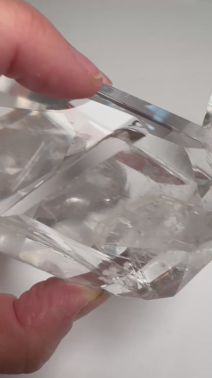 Master-Carved Lemurian Quartz Double Penetrator with Rainbows – By Ney, Brazil – 236 Grams – NC7880