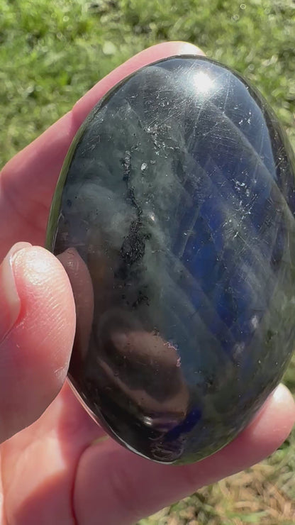 Blue Flash Labradorite Palm Stone #NC7981