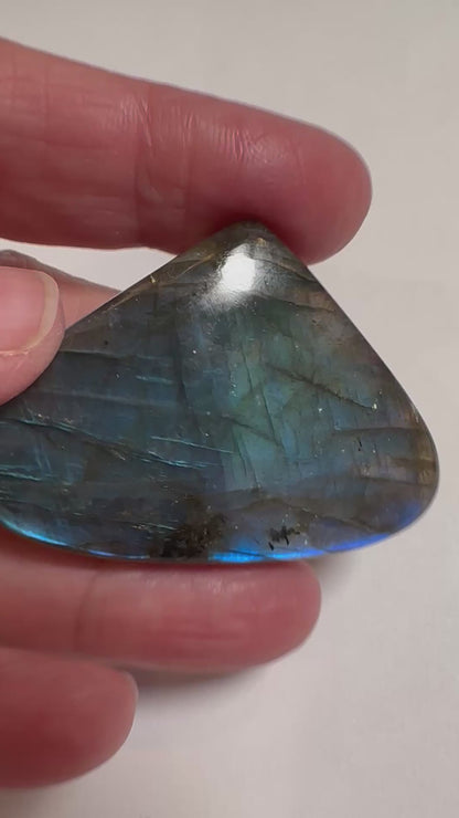 Electric Blue Labradorite Huge Tear Cabochon – Rare Silver Flash 52 x 37mm #SP7865