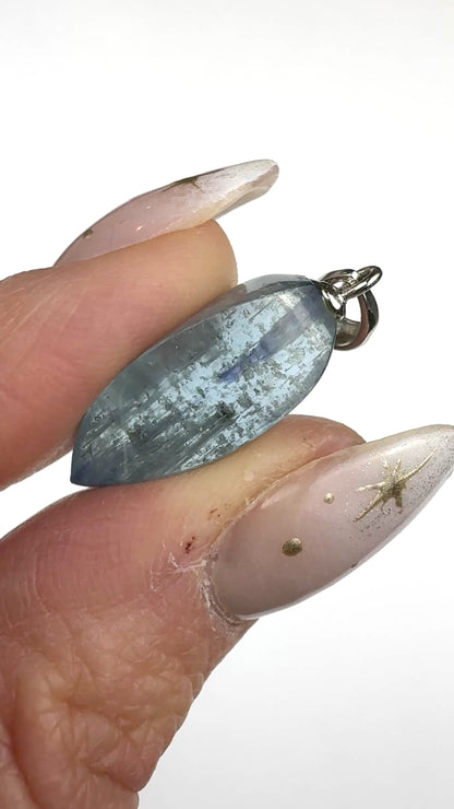 Kyanite Twist Olive Pendant 9 x 20mm