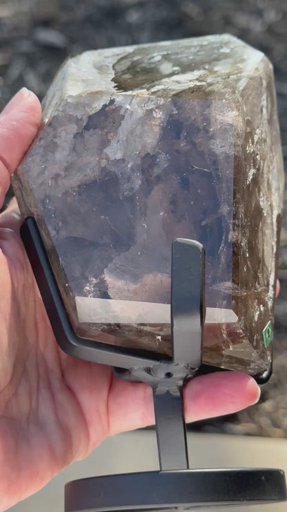 Smoky Lodolite Thousand Layer Statement Piece with Stand 5.5 x 4 x 3.5" #NC7948