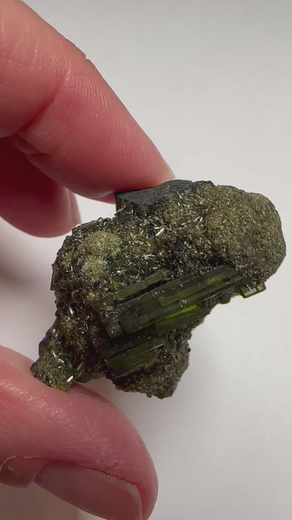 Natural Collector Grade Green Tourmaline Crystal with Micro Crystalline Tourmaline from Brazil 18gms #NC7943