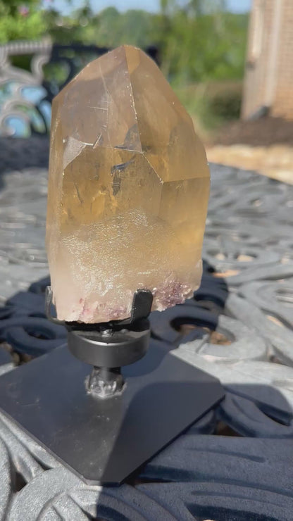 Totally Natural Citrine Crystal with Self-Healing, Etching, Lepidolite and Albite #MC7948