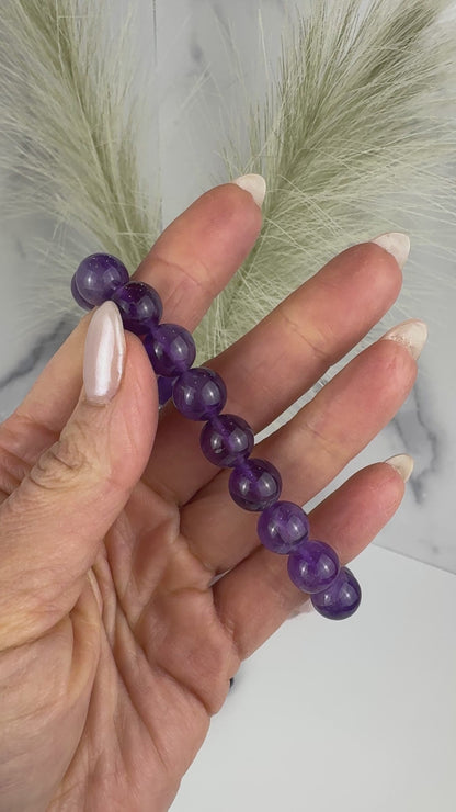 Amethyst Mala Bead Bracelet-10mm