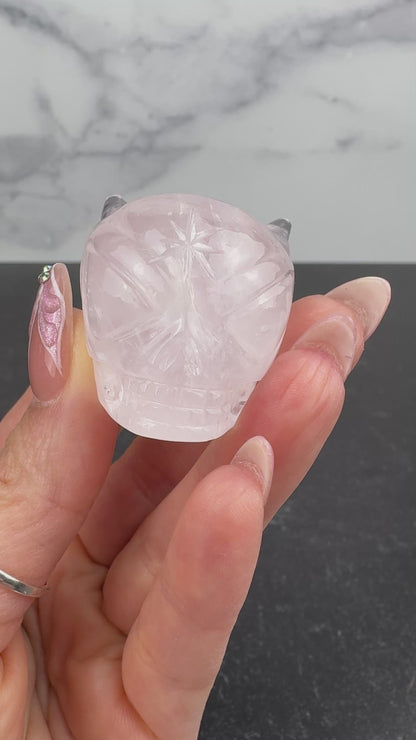 Master Carved Girasol Rose Quartz Cosmic Angel #11:11 1 1/4" x 1 1/4" - NC7676