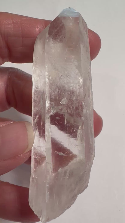 Lightning Strike Crystal – Natural Quartz Point with Barcodes & Foil Flash 3" #NC7908