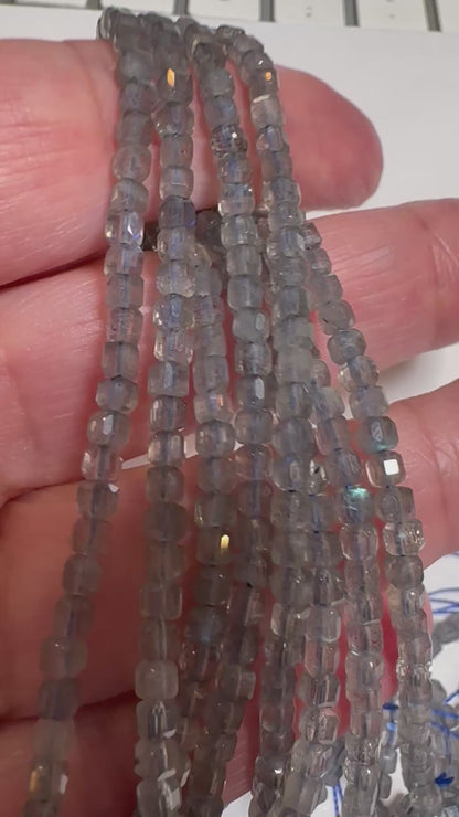 AAA Grade Labradorite Micro Diamond Faceted Cube Beads 3mm #SP7922