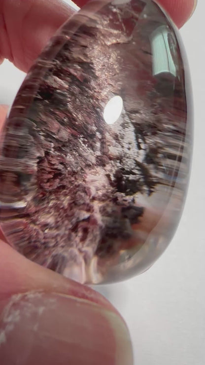 Lodolite Garden Quartz Lens with Lepidolite Minas Gerais Brazil #NC7956