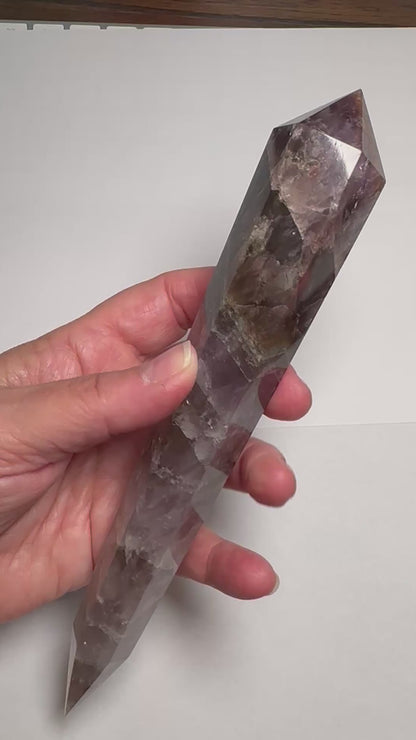 Super Seven Vogel Crystal Wand with Rainbows – 6 Sided Vogel Cut Quartz 8.25 x 1.5" NC7349
