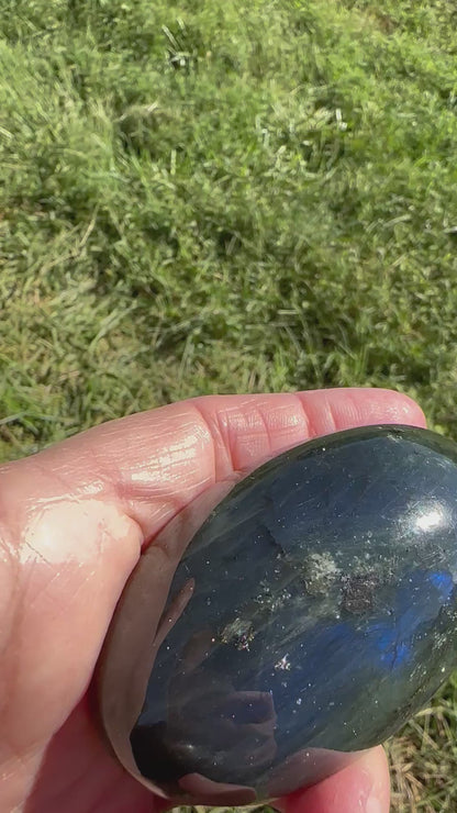 Blue Labradorite Palm Stone with Brilliant Blue Flash #NC7988