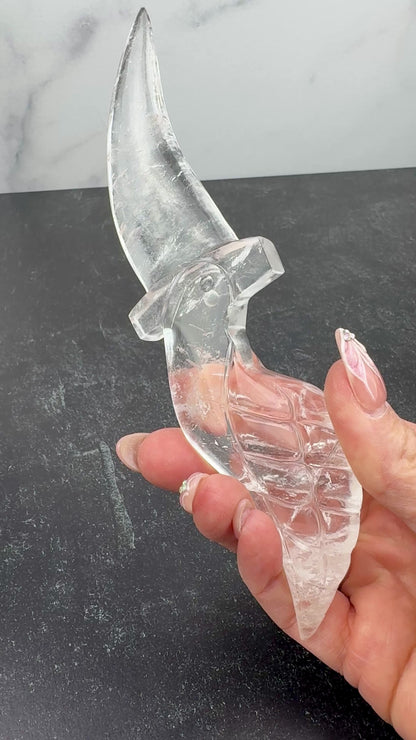 Master Carved Himalayan Quartz Angel #777 Cord Cutting Knife 5 3/4 x 1 1/2 x 3/4" NC7686