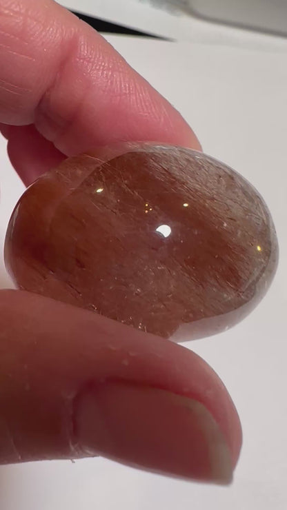 Natural Red Rutile Quartz Cabochon from Brazil 28 × 37 mm #CAB7938