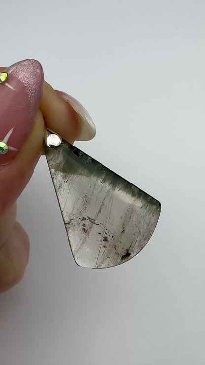 One of a Kind Rare Green Rutilated Quartz Pendant 20 x 34 x 5.5mm - SP7642