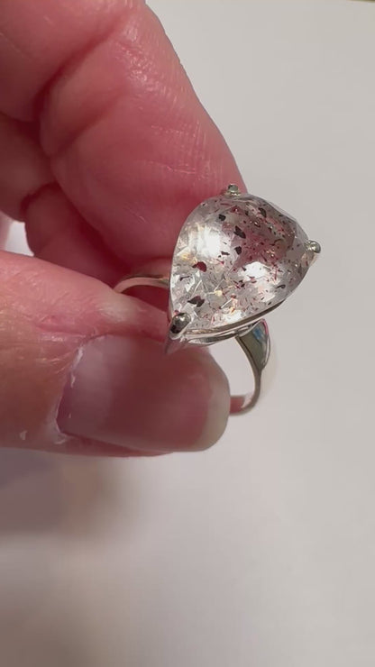 AAA Super Seven Pear-Shaped Sterling Silver Ring – Size 6 SP7718
