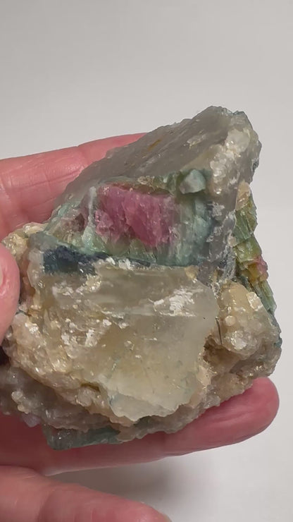 Collector Grade Watermelon Tourmaline in Quartz from Brazil Natural Mineral Specimen 160 Grams #NC7934