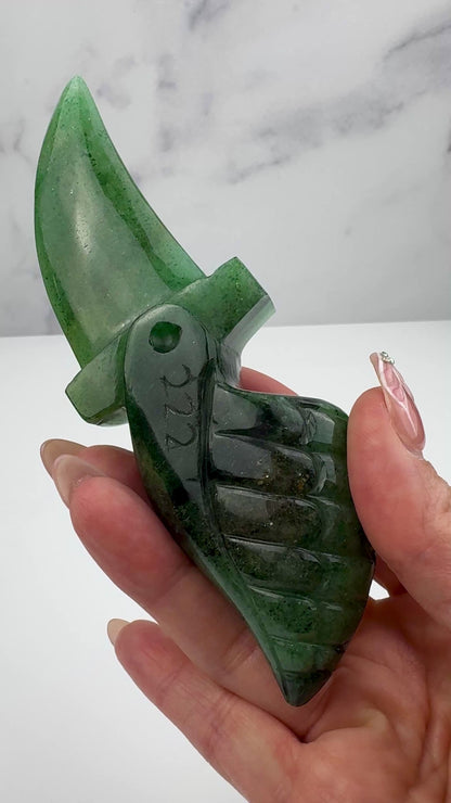 Master Carved Aventurine Angel #222 Cord Cutting Knife 5 1/2 x 1 3/4 x 1" NC7691