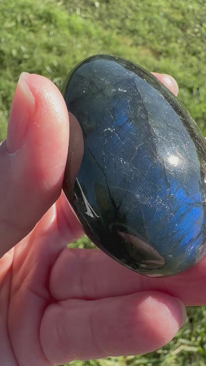 Blue Flash Labradorite Palm Stone #NC7979