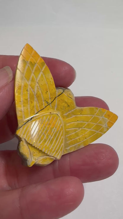 Golden Bumblebee Jasper Hand Carved Bee 2 x 1½ Inches #NC7699