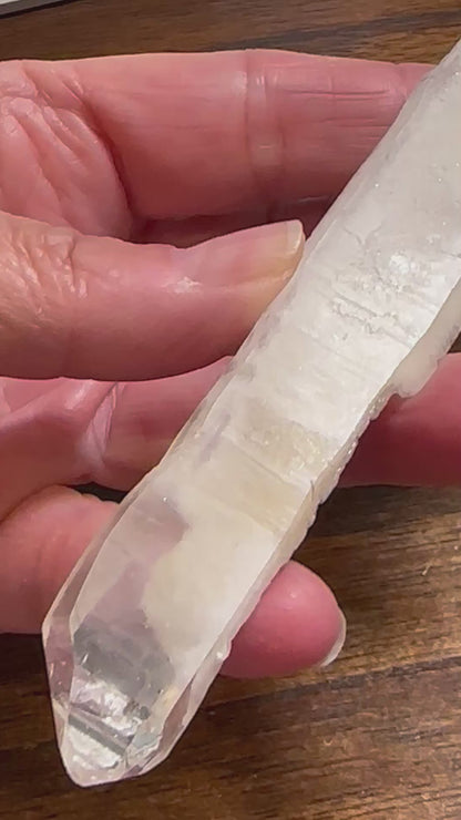 Diamantina Brazil Quartz Point with Black Rutile and Snow White Lodalite #NC5963