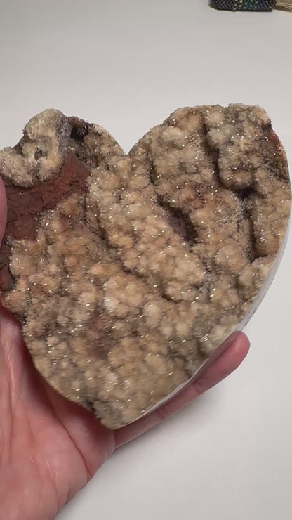 Large Indonesian Druzy Agate Heart Polished Display Specimen Paperweight 4 Inch #NC7954
