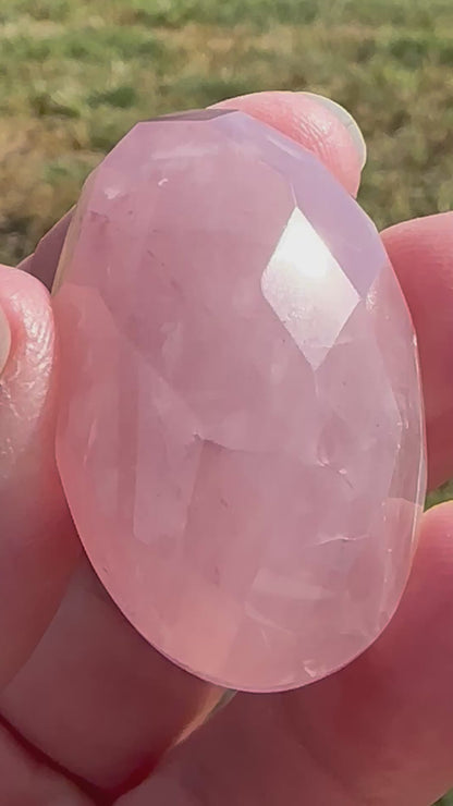 Brazilian Rose Quartz Faceted Oval Cabochon #CAB7995