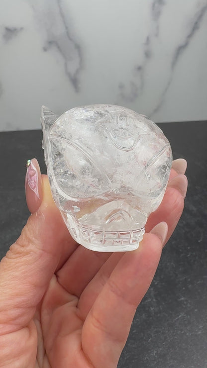 Master Carved Himalayan Quartz Cosmic Angel Skull  #111 2" x 2" - NC7677