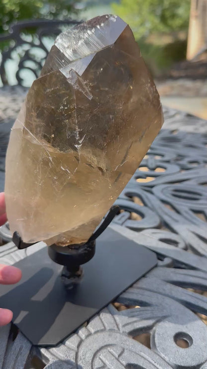 Giant 2.2 kg Natural Elestial Citrine Crystal with Rainbows and Self Healing from Brazil 9 Inches Tall #NC7955