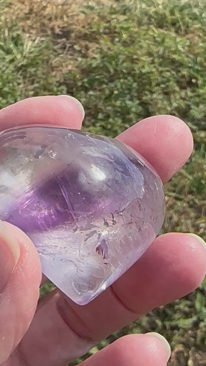 Bahia Amethyst Cabochon with Rainbow and Zoning #CAB7992