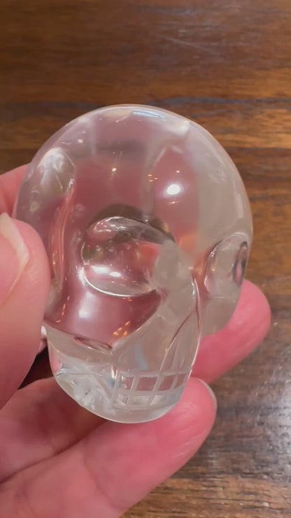 Master-Carved Lemurian Quartz Crystal Skull with Rainbow Flash –NC7893