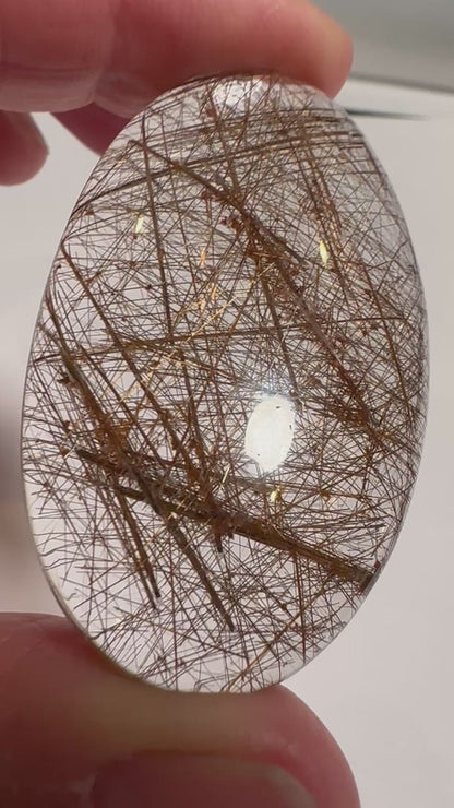 High Quality Natural Golden Rutile Quartz Cabochon from Brazil 31 × 54 mm #CAB7939