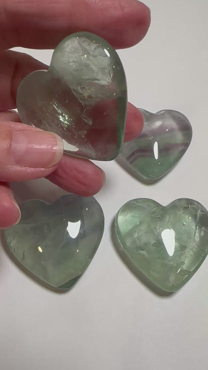 Green Fluorite Pocket Palm Heart UV Fluorescent Crystal Heart 1.75 Inch Intuitive Pick #NC7958