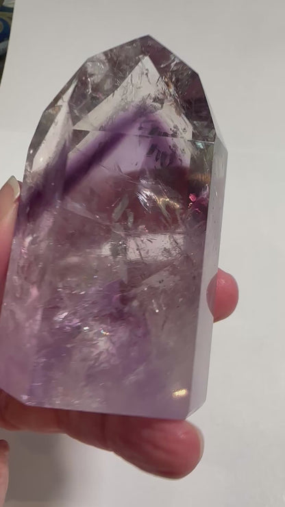 Bahia Brazil Amethyst Tower 3½" x 2" x 1⅛" | Clear with Rainbows | #NC7923