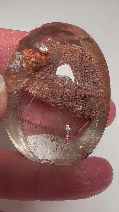 Master Carved Lodolite Freeform with Rutile, Penetrator Crystals & Rainbow Quartz #NC7949