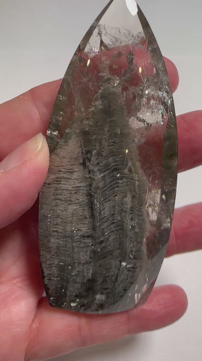 Collector Grade Lodolite Quartz Flame Master Carved by Ney with Thousand Layer Chimney 3.5" - #NC7950