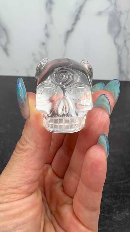 Master Carved Lemurian Quartz Angel #333 Skull 11/4 x 1 3/4 x 1 1/4"