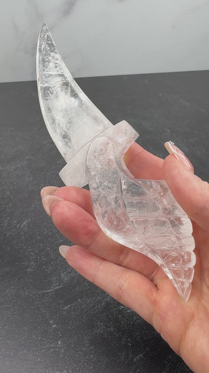 Master Carved Himalayan Quartz Angel #333 Cord Cutting Knife 6 x 1 1/2 x 3/4" NC7684