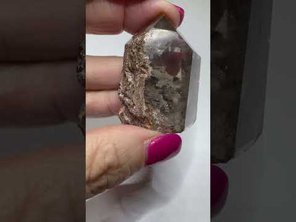 Smokey Lodolite with Rainbow Inclusions Mini Stone Tower-1 3/4 x 1 1/2"