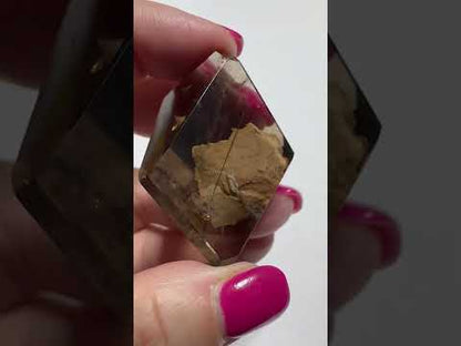 Smokey Lodolite with Rainbow Inclusions Freeform Stone-2 x 1 1/2"-NC6590