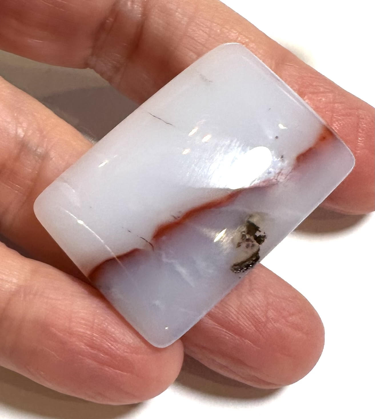 Natural Blue Chalcedony AAA Rectangular Cabochon – 25x37mm – #CAB2