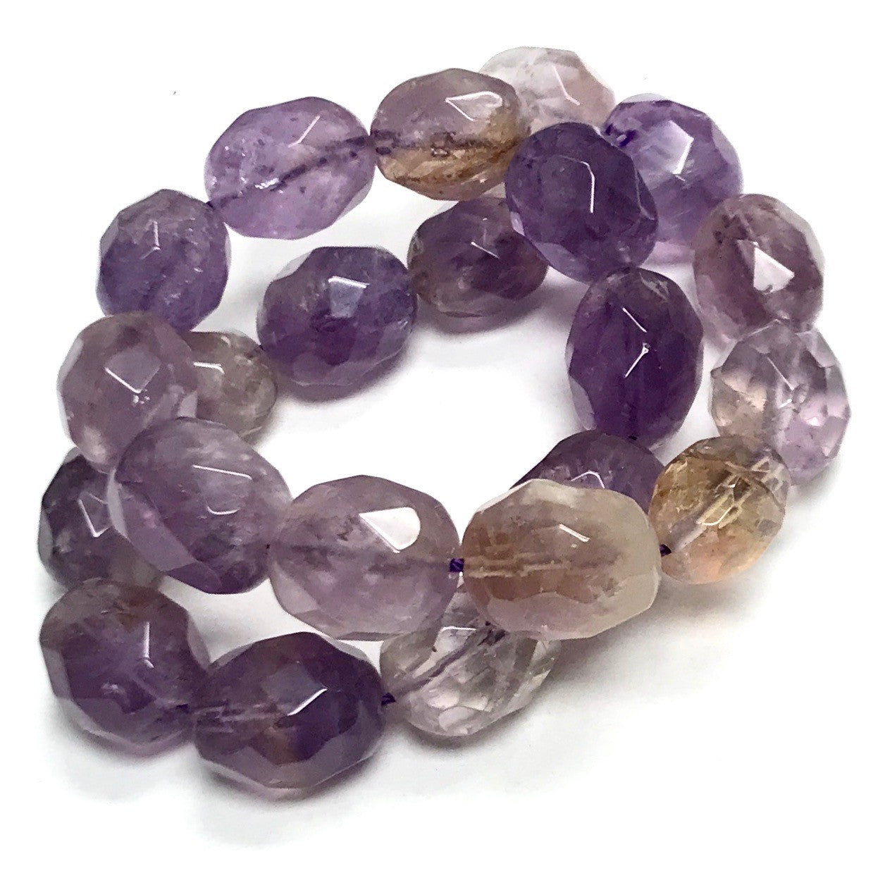 Faceted and Polished Ametrine Olive Beads