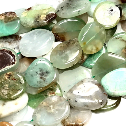 Chrysoprase Polished Free Form Flat Oval Beads