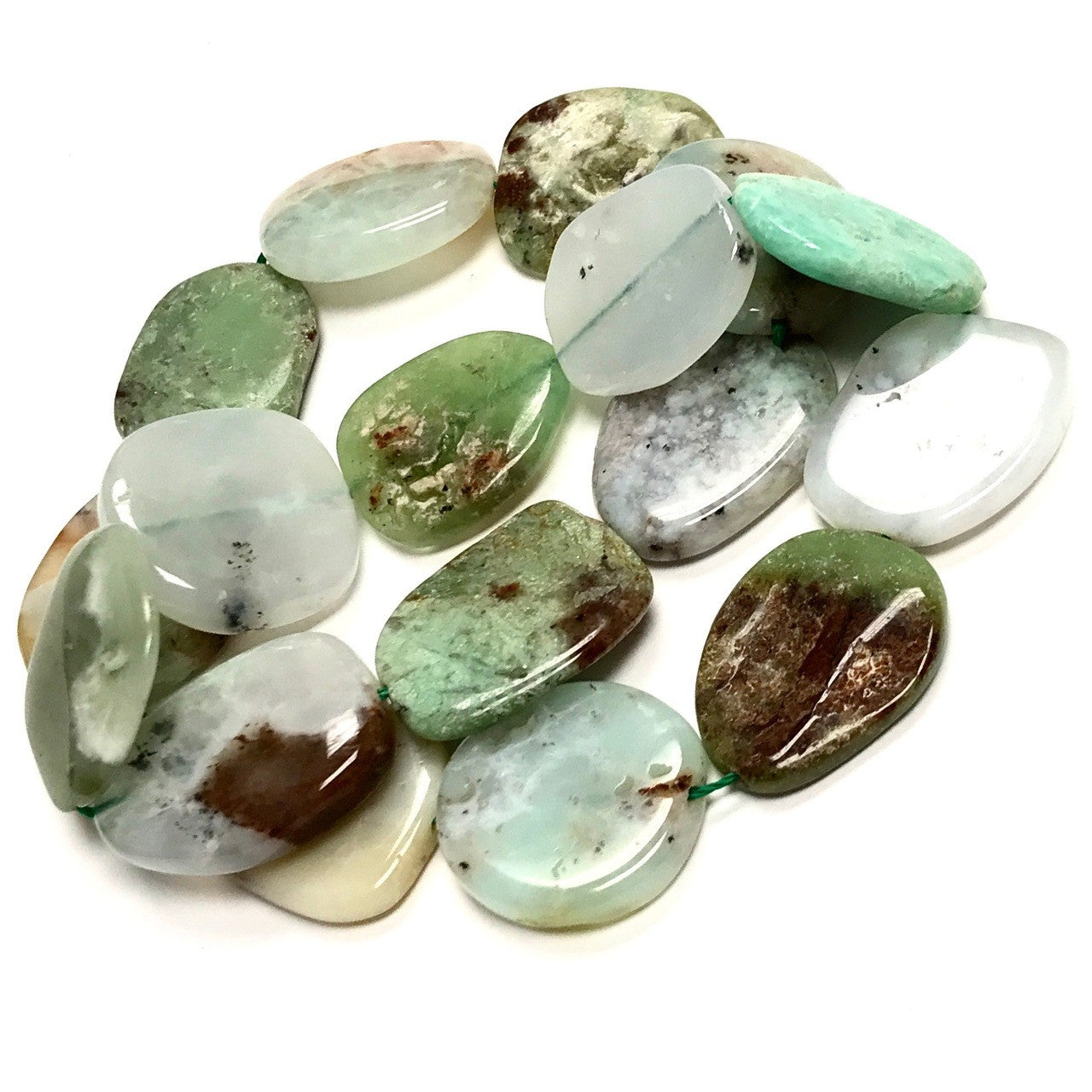 Chrysoprase Polished Free Form Flat Oval Beads