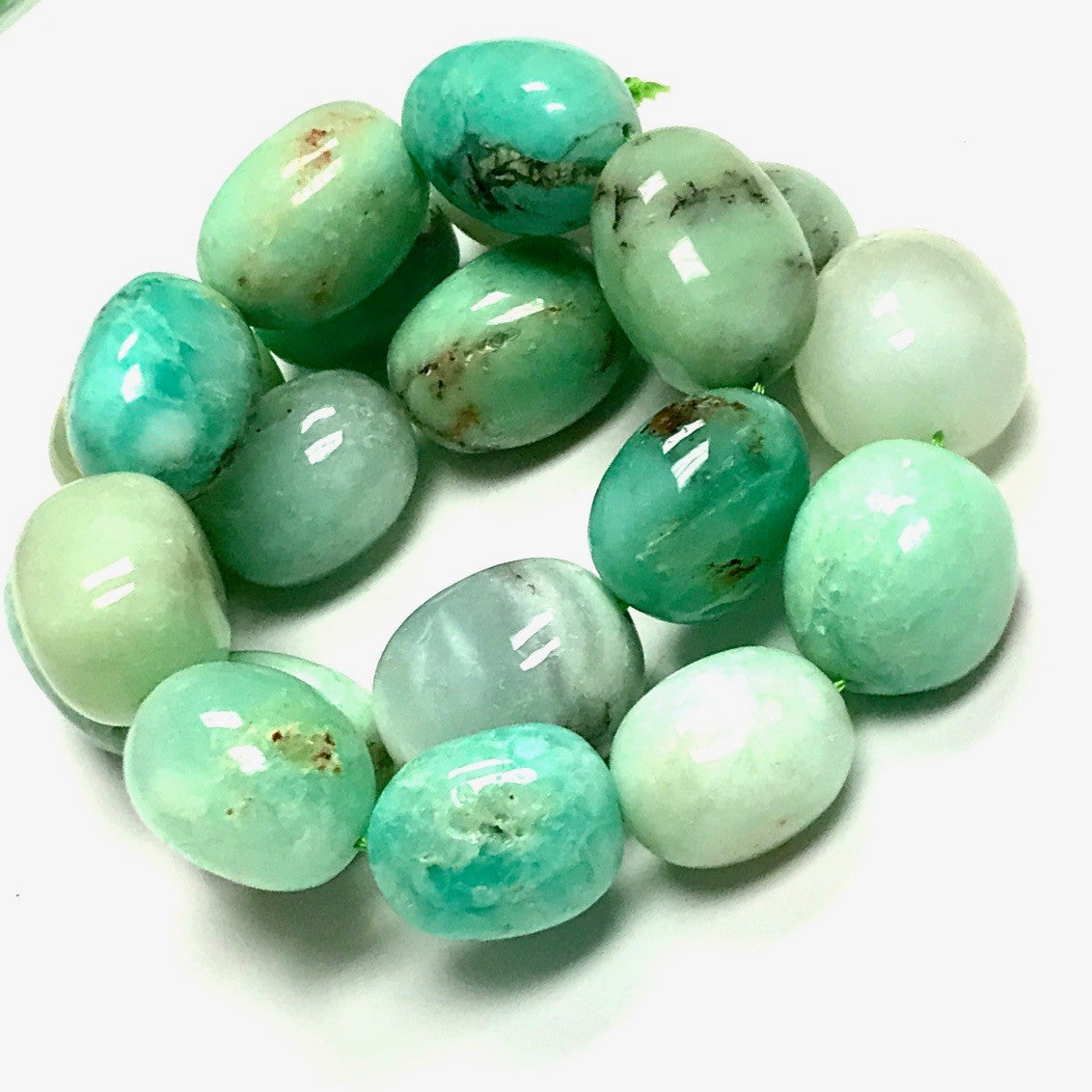 Large Highly Polished Chrysoprase Tumbled Nugget Beads