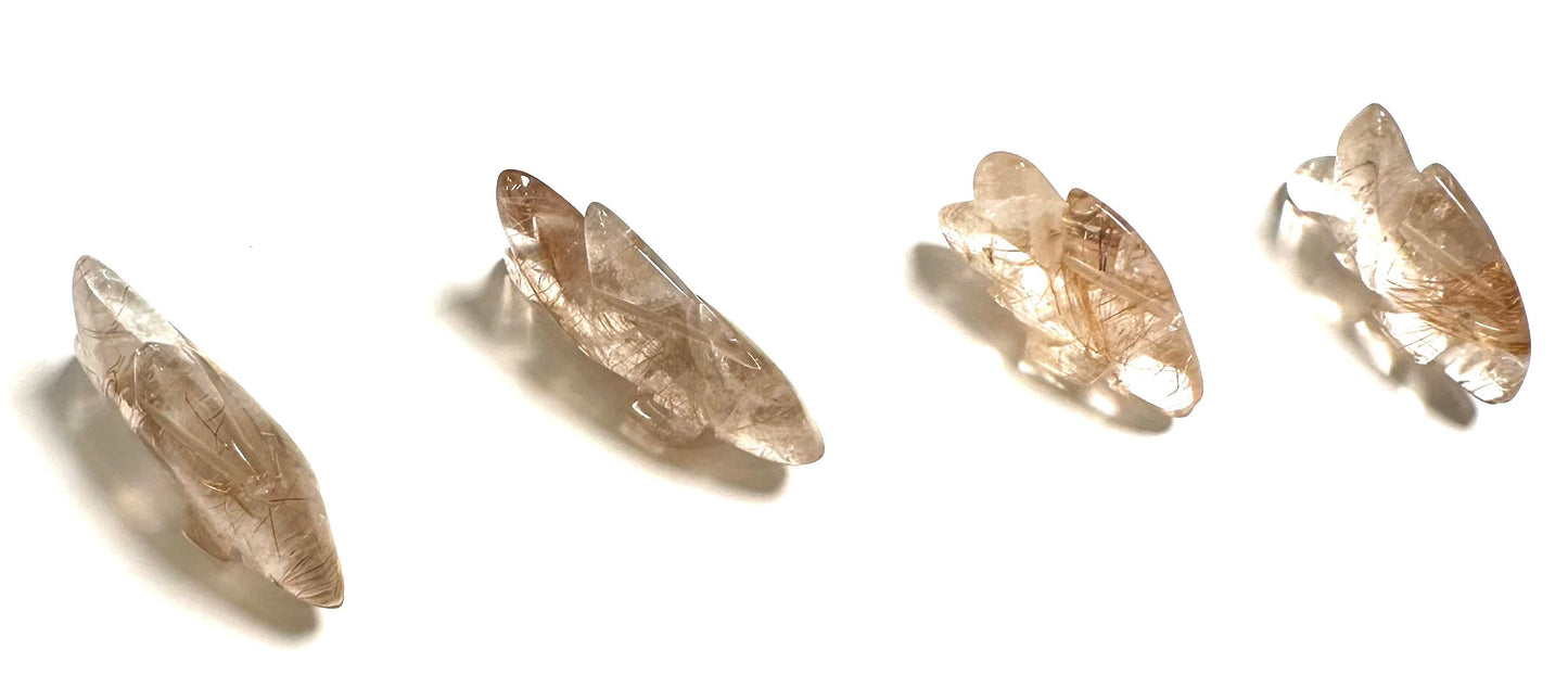 Golden Rutile Quartz Crystal Fish  Pocket Buddies NC7734