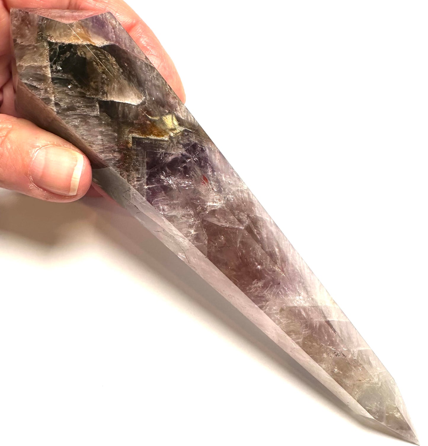 Super Seven Vogel Crystal Wand with Rainbows – Six Sided Vogel Cut 7” x 1 ½” NC7351